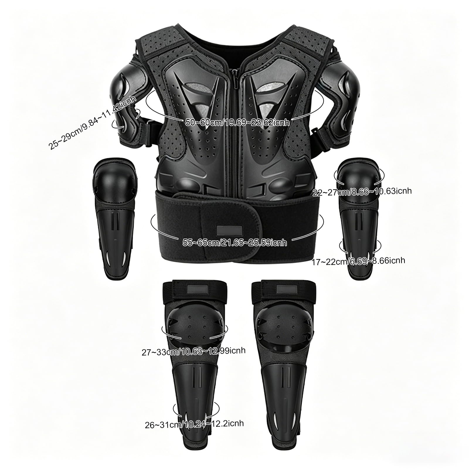 Mountainbike-Panzerset Ganzkörper-Schutzausrüstung für Offroad-Motorrad Dirt Bike Fahrrad Skateboard Scooter schwarz atmungsaktiv flexibel