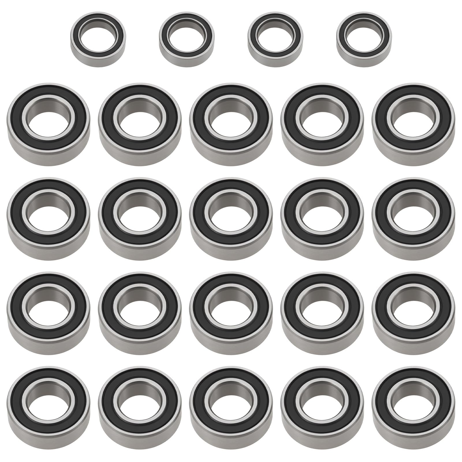 YINETTECH 24pcs Sealed Bearings Kit 5x8x2.5mm 6x12x4mm Compatible with Tam-iya Bullhead Clod Buster Super Clod Buster