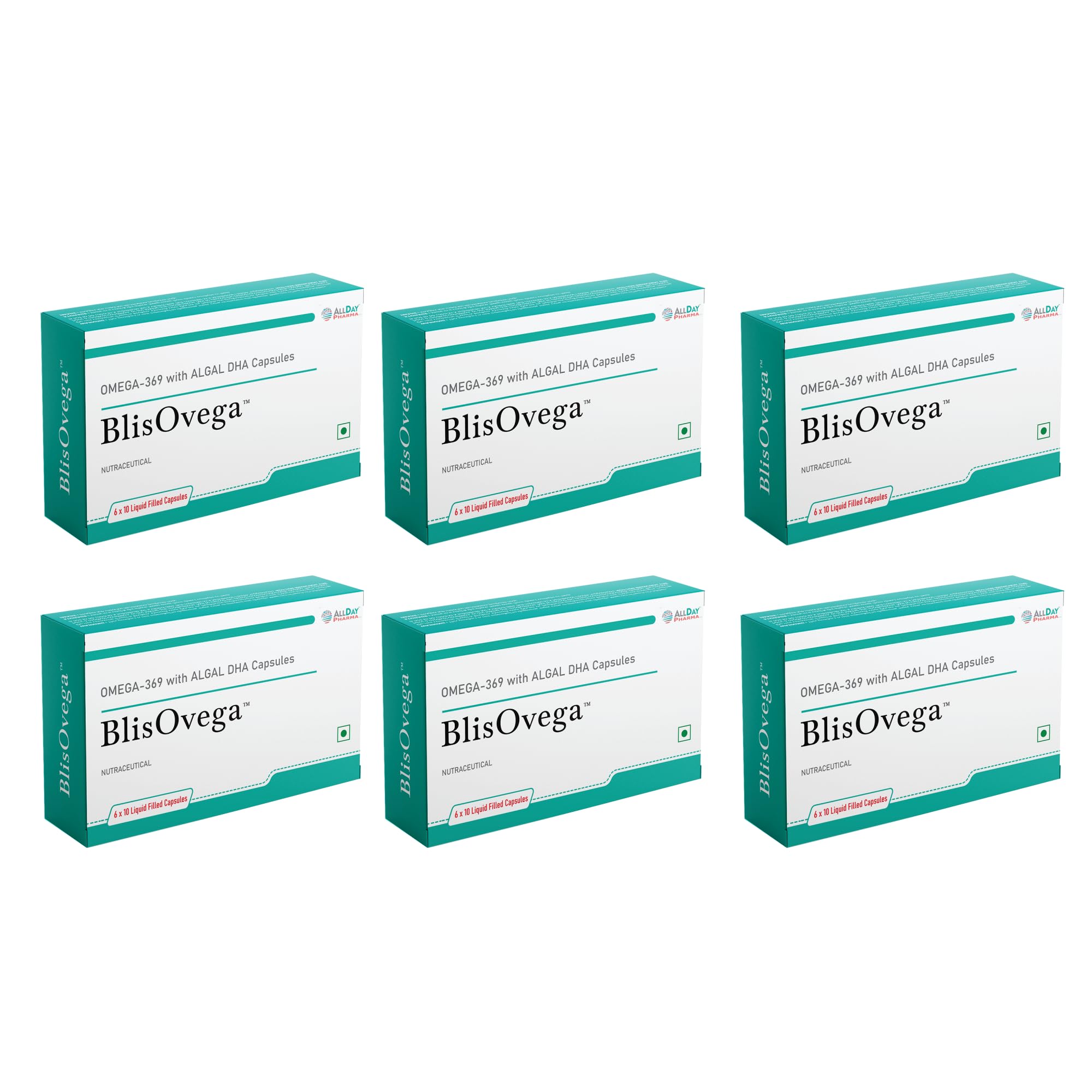 ALLDAY PHARMA Blisovega Capsule | Vegan Omega with Algal | Capsule with Omega3, Omega 6, Omega 9 | Helps in Skin, Brain and Maintain Bone & Joint Health | For Men & Women (360 Capsules) (B0D2VC3ZP7) Amazon Price History, Amazon Price Tracker