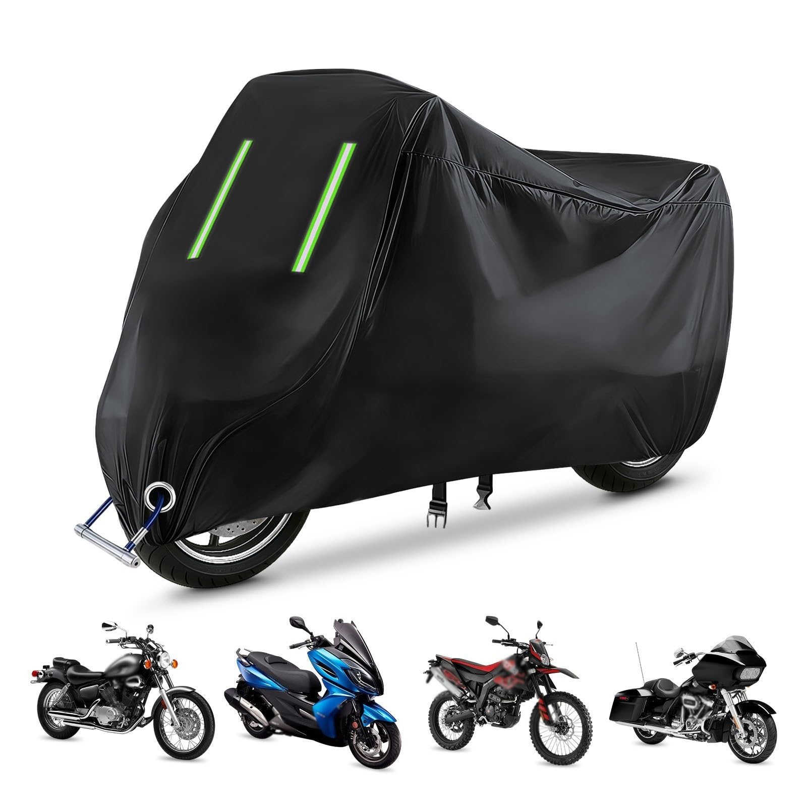Funda Moto para Royal Enfield Classic 350 2022-2024|Funda Moto Todas Estaciones Lluvia Polvo para Almacenamiento Exterior | Accesorios con Tiras Reflectantes y Agujeros para Candado
