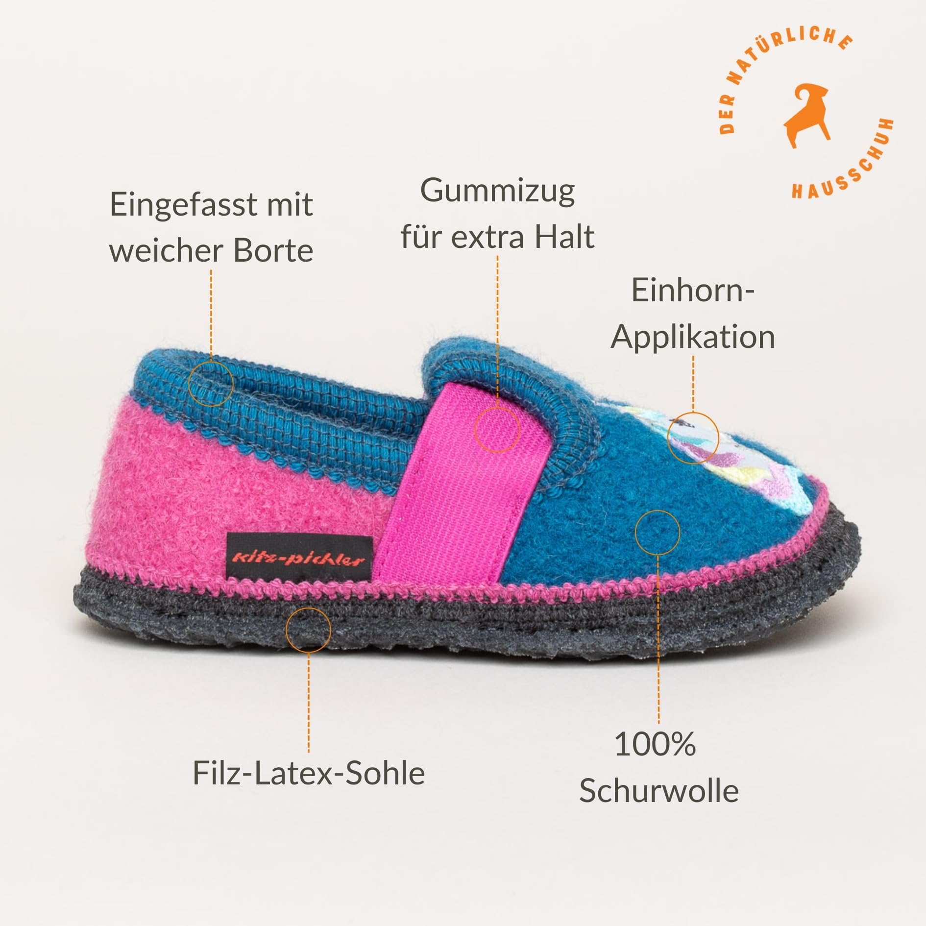 Bobby Unicornio – Pantuflas infantiles para niños y niñas – Cómodas zapatillas de fieltro para niños con goma elástica y suela impermeable