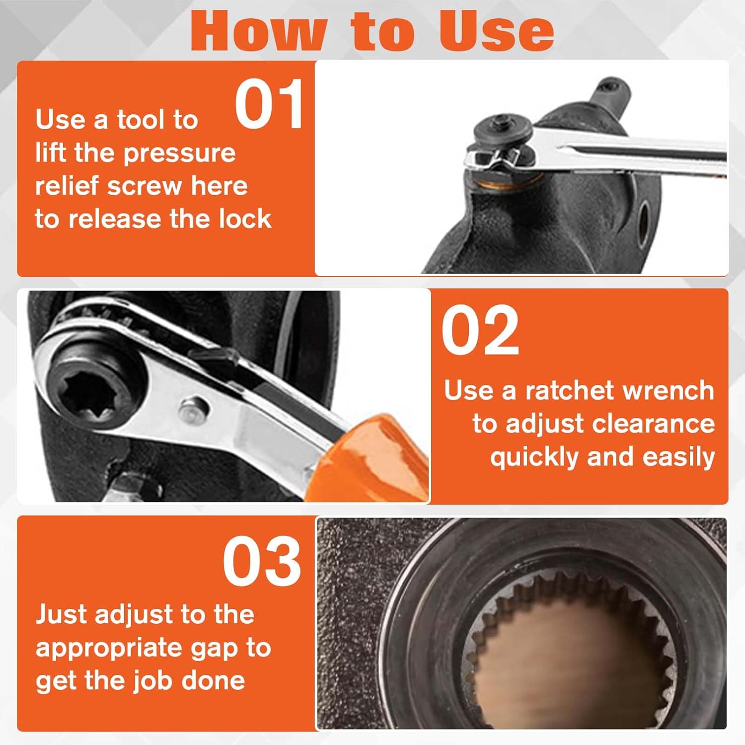 Automatic Slack Adjuster Release Tool and Wrench for Air Brake System Adjustment, Fork End Release Tool and 5/16" Double Square Ratcheting Wrench for Semi Truck Big Truck, with Storage Bag