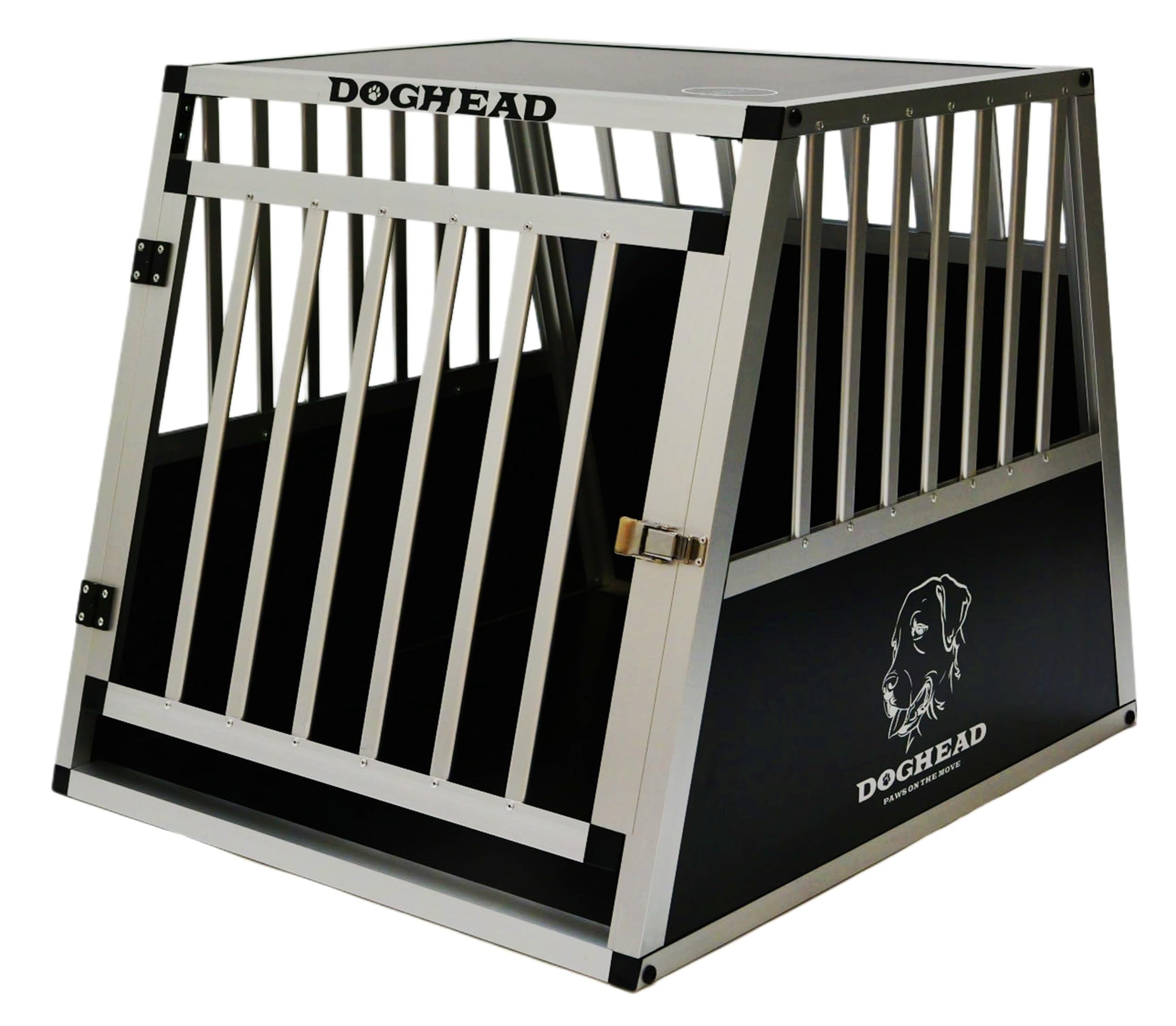 DOGHEAD Hundetransportbox Ecoline, Single 65x80x63 cm, Schwarz, Aluminium, Beidseitig Abgeschrägt 75°