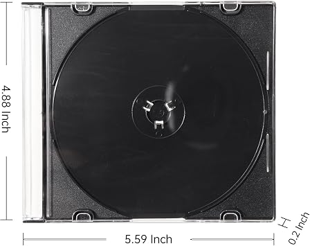 Maxtek Ultra Thin 5.2mm Slim Clear CD Jewel Case with Built in Black Tray, 100 Pack.