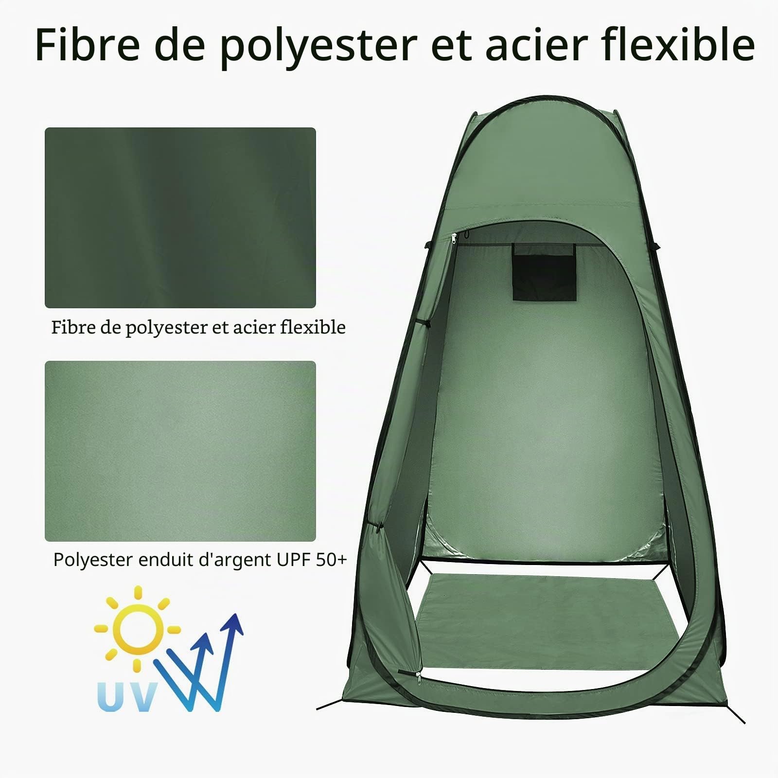 Tente de Douche Camping, Pop Up Cabine de Douche, Cabine de Changemen Portable Tentes de Toilette Extérieure Abri de Plein Air, 120×120×190 cm