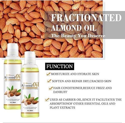 Miniatura 2 de Huile D 'Amande Douce Huile Hydratante 100% puro, Favorise une Peau D ' Aparence Saine, 3.4fl oz