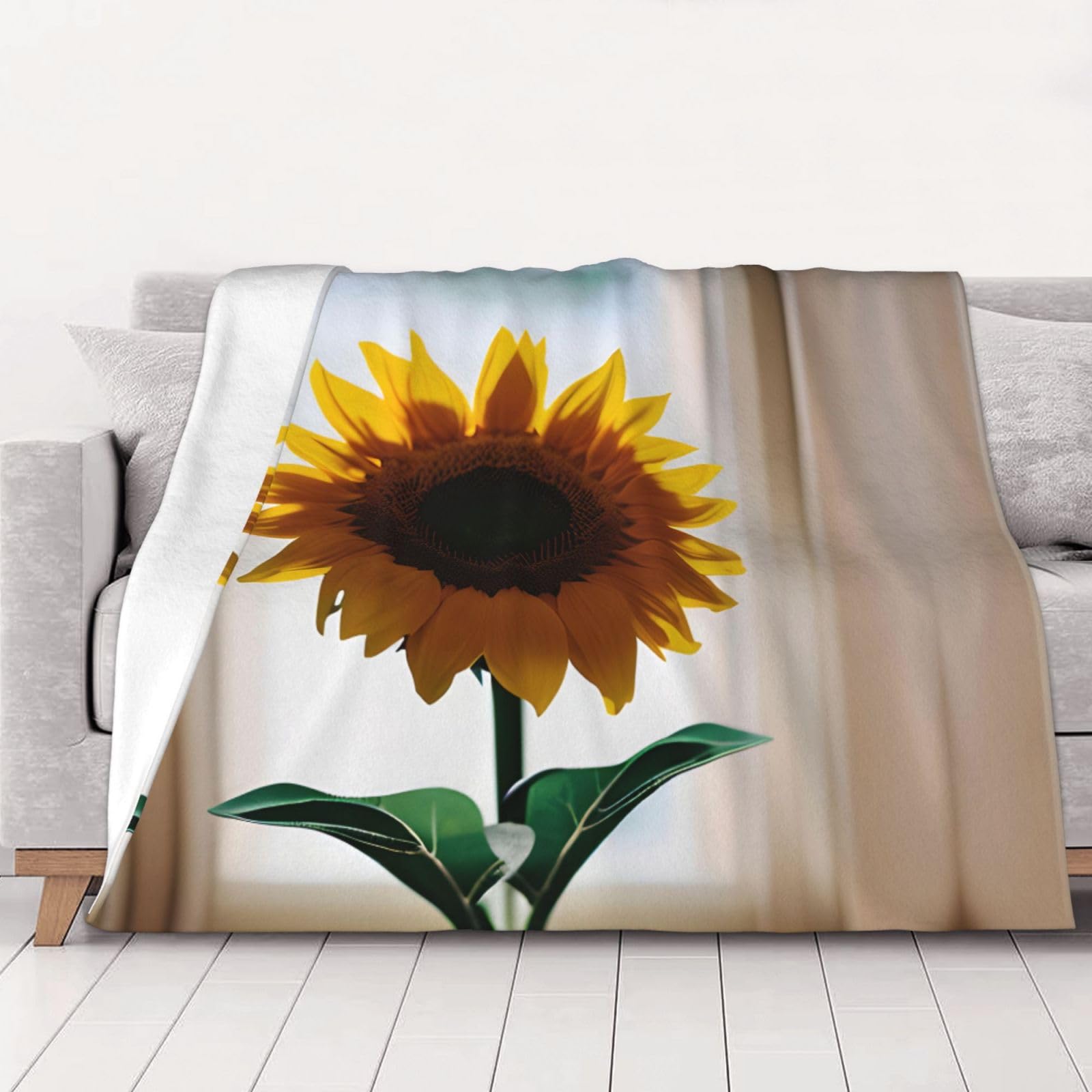 Couverture super douce avec imprimé tournesols chic et lavable pour lit douillet