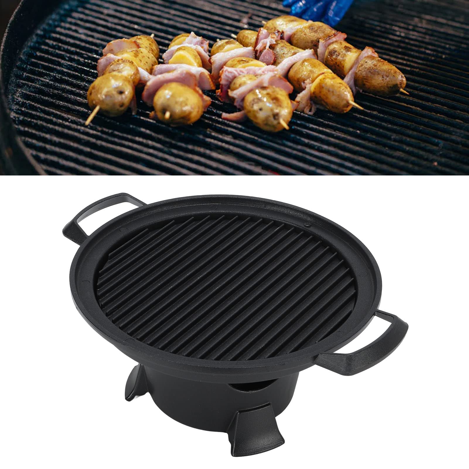 Barbecue a Carbonella, Griglia Hibachi in Alluminio per 1 o 2 Persone Fornello da Campeggio con Teglia Antiaderente Griglia per Barbecue Rotonda in Carbonio per Picnic/Campeggio/Barbecue