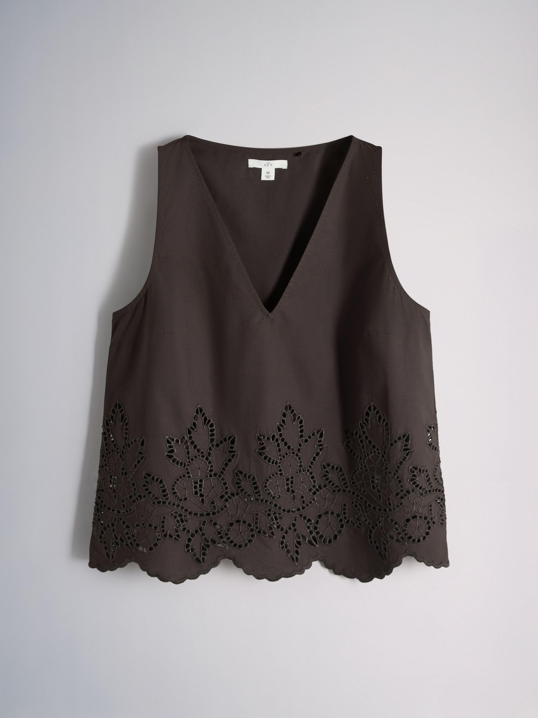 THE SET Donne Confezione da 2 top senza maniche con scollo a V in pizzo sangallo