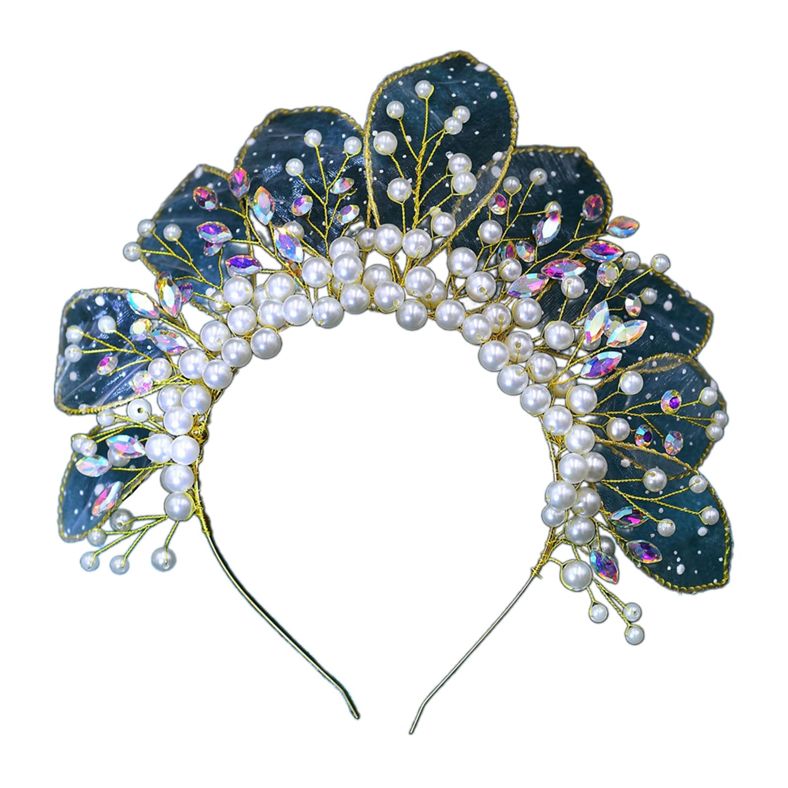 Diadema de boda dorada para novia con cuentas transparentes y perlas, accesorio de pelo de moda para graduación, concurso de graduación, cumpleaños