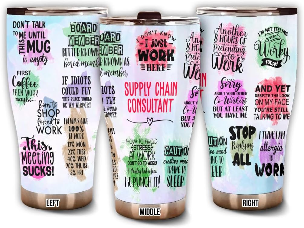 Thank You Supply Chain Consultant Tumbler Stainless Steel 30oz, Coworkers Appreciation Gifts for Women Men, Funny Office Work Employees Staffs Driking Coffee Cup For Birthday Christmas