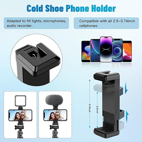 Miniatura 4 de Victiv - Trípode para teléfono de 1.78 metros (70 pulgadas), trípode para iPhone con control remoto y soporte para teléfono, resistente y estable,