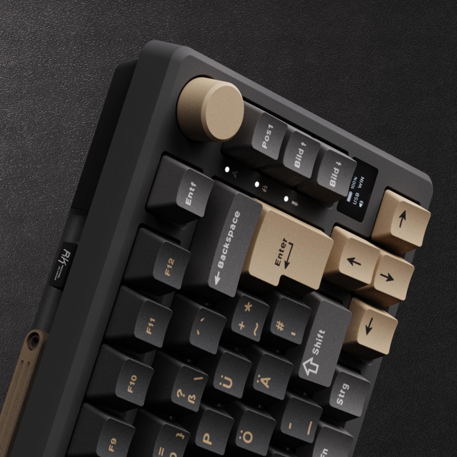 RK ROYAL KLUDGE M75 Gaming Tastatur kabellos 75% Prozent TKL Mechanische Tastatur RGB 2,4 GHz Wireless/Bluetooth/USB-C QWERTZ mit OLED-Smart-Display und Knopf Hot Swappable Roter Schalter, Grau