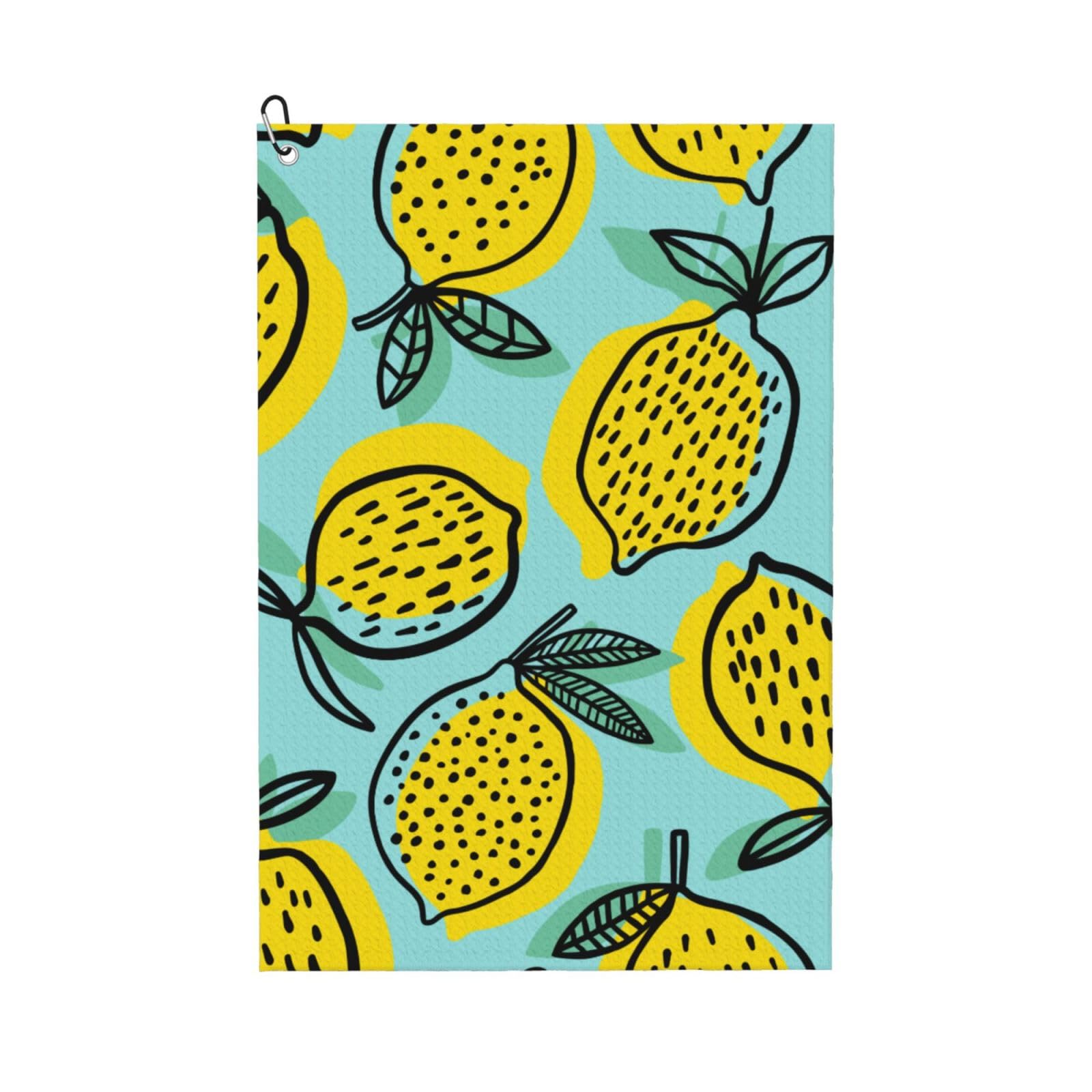 Hnnkloy Abucaky Yellow Lemon Fruit, 16x24 in Portable Waffle Golf Towels with Carabiner Clip for Golf Bag