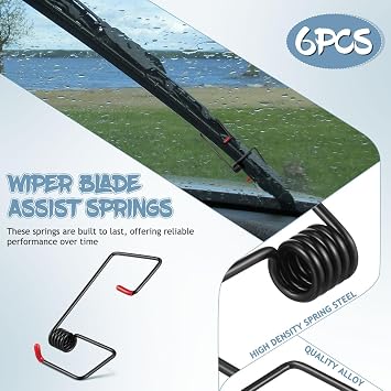 PRETYZOOM 6Pcs Wiper Arm Pressure Spring Booster Set, Windshield Wiper for Enhanced Visibility in Rain or Snow Easy Installation for All Cars