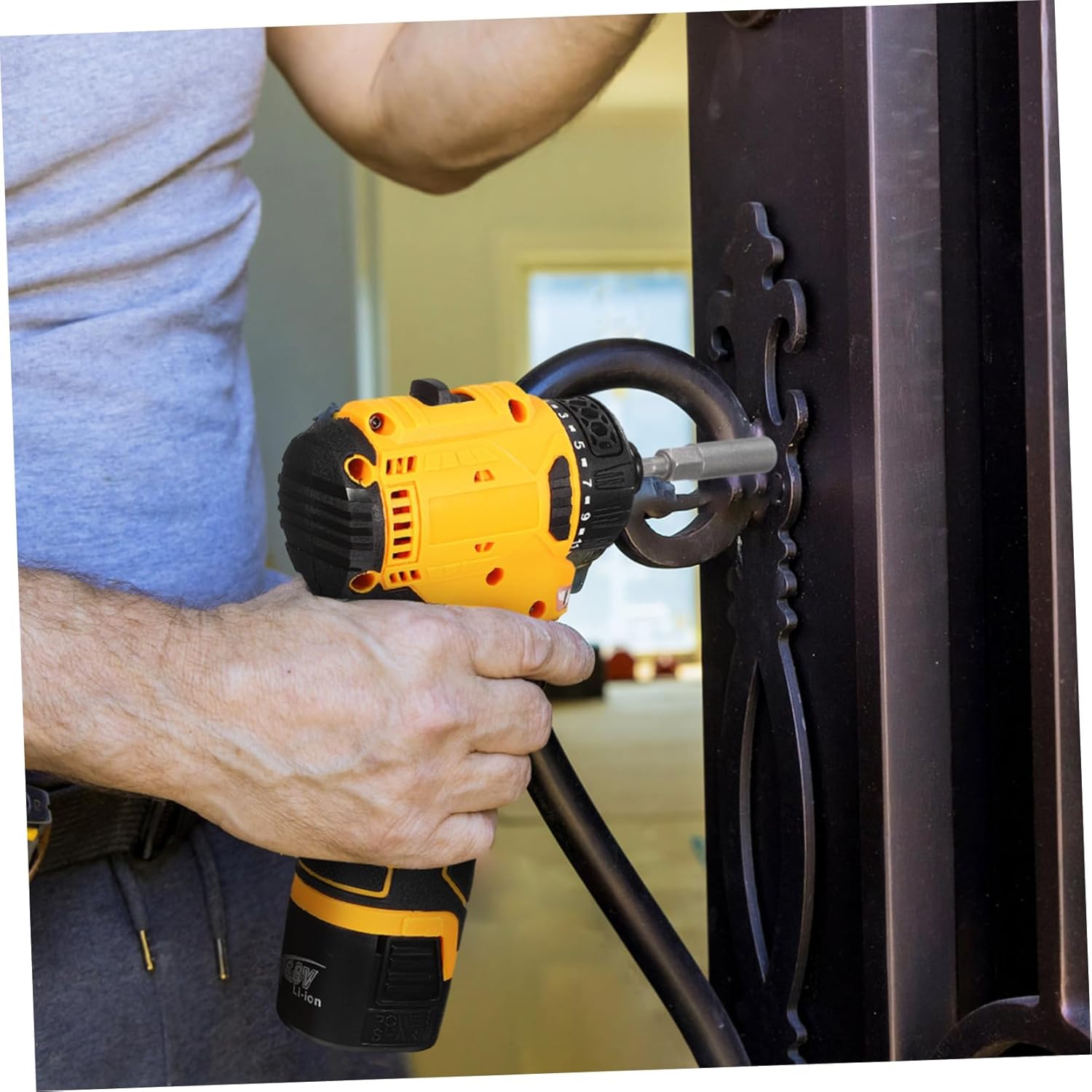POPETPOP Rechargeable Electric Screwdriver with Power Cordless Design for Home Repair and Projects Includes Two Batteries and Charger Low Noise Motor for Efficient Use