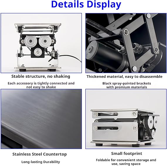 Electric Lifting Platform, Stainless Steel Scissor Lift with Remote Control, Heavy-Duty Jack Stand, 10kg Capacity for Transportation and Handling