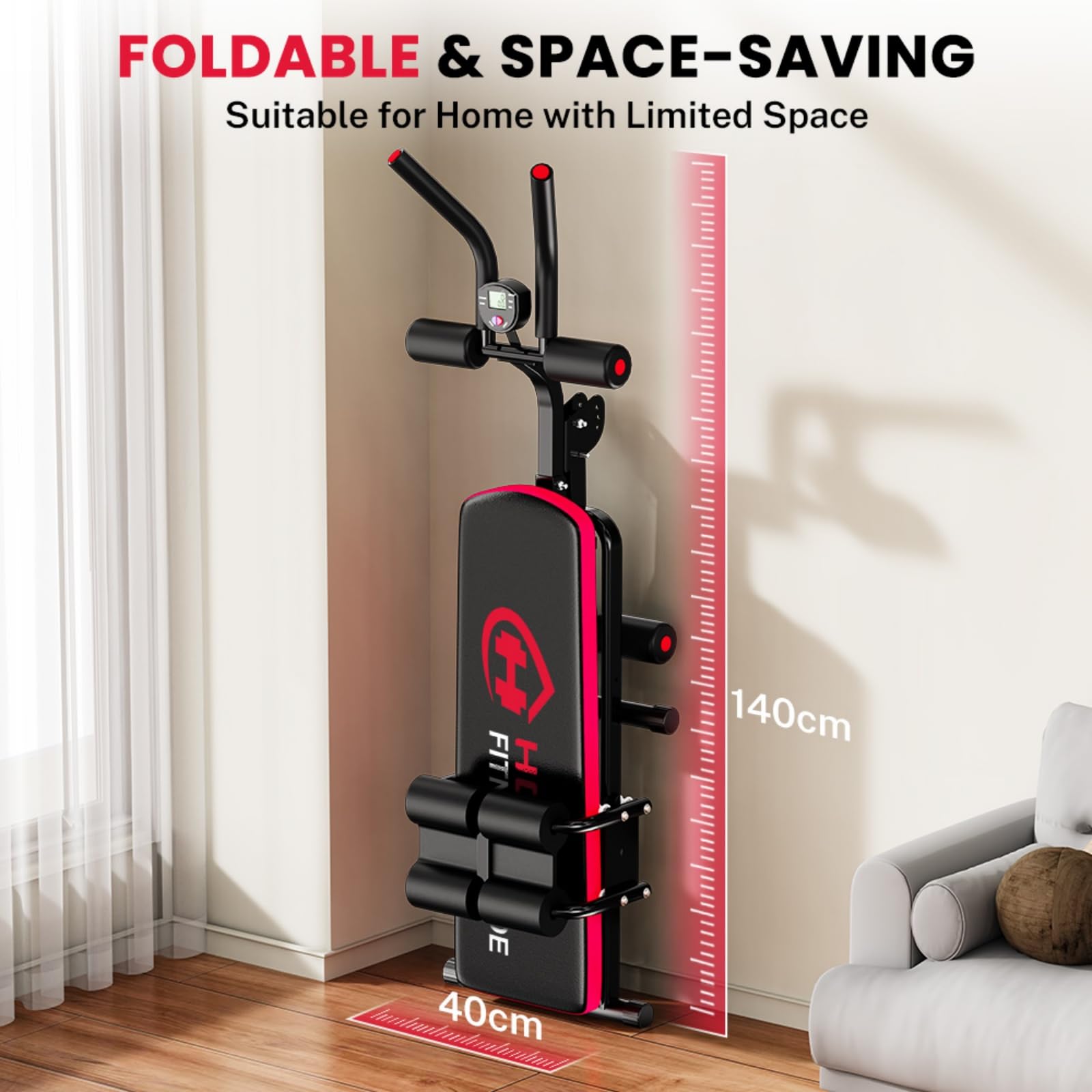 Allenatore addominale per la casa, dispositivo di allenamento multifunzionale, portata 150 kg, per allenamento completo addominale, con contatore
