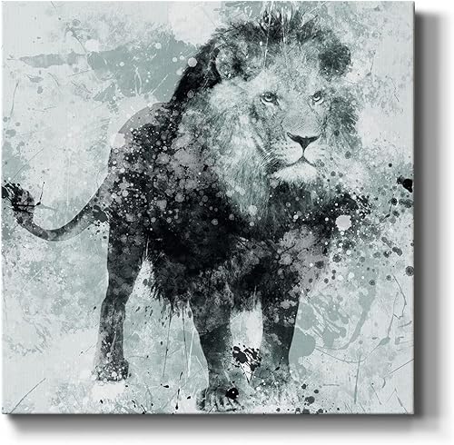 Renditions Gallery AZS-WC15-15593-R-2424-SC - Póster abstracto de animales para dormitorio y sala de estar, arte de pared de león, listo para