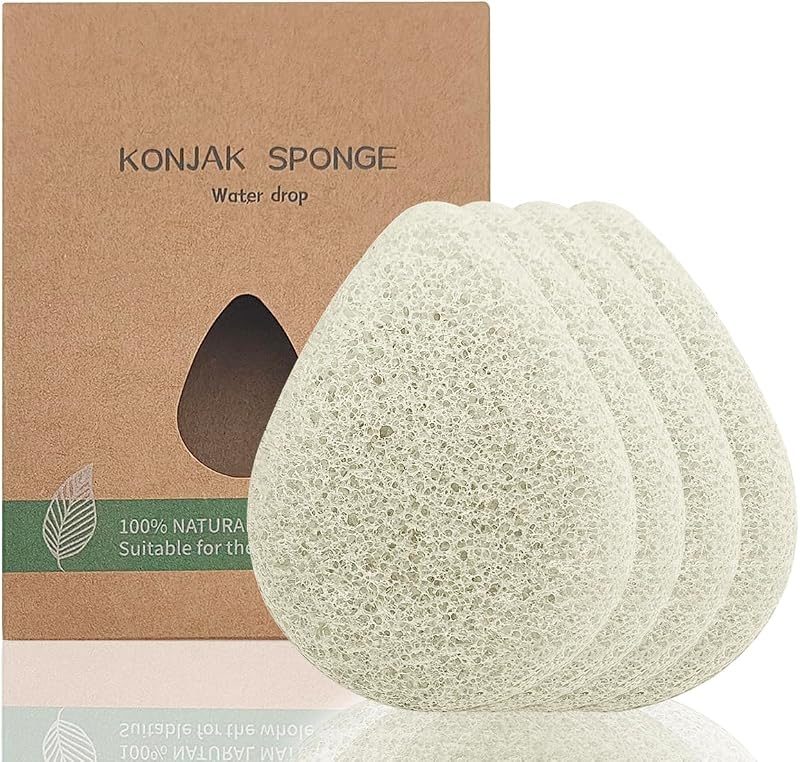 Esponja branca para limpeza facial SourceTon com caixa, pacote com 4