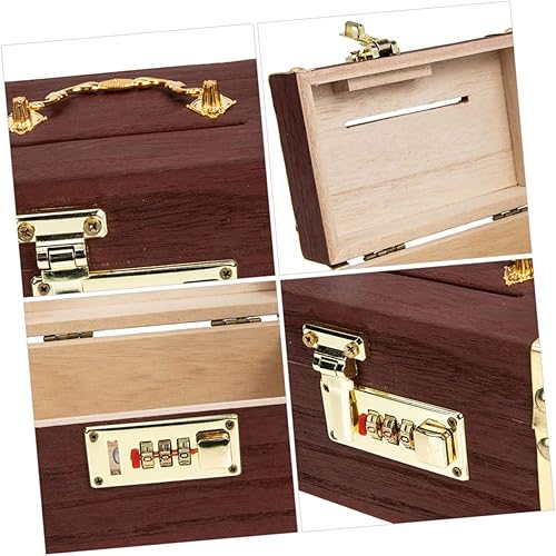 Miniatura 8 de DOITOOL Caja de efectivo con cerradura de bloqueo, organizador de alcancía para niños, caja de madera con tapa, caja de madera con tapa, caja de