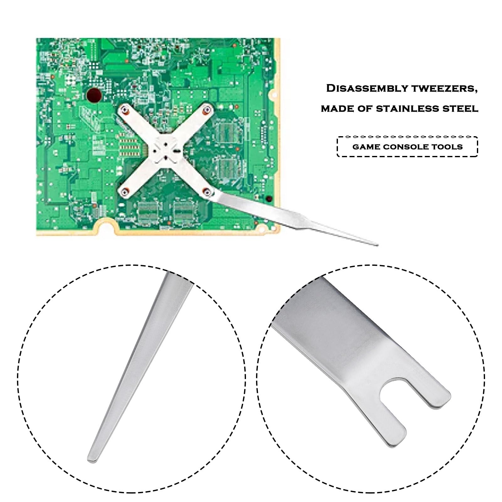 2 herramientas de extracción de abrazadera para placa base, compatible con Xbox 360 ONE de acero inoxidable X herramienta de extracción de clip de repuesto