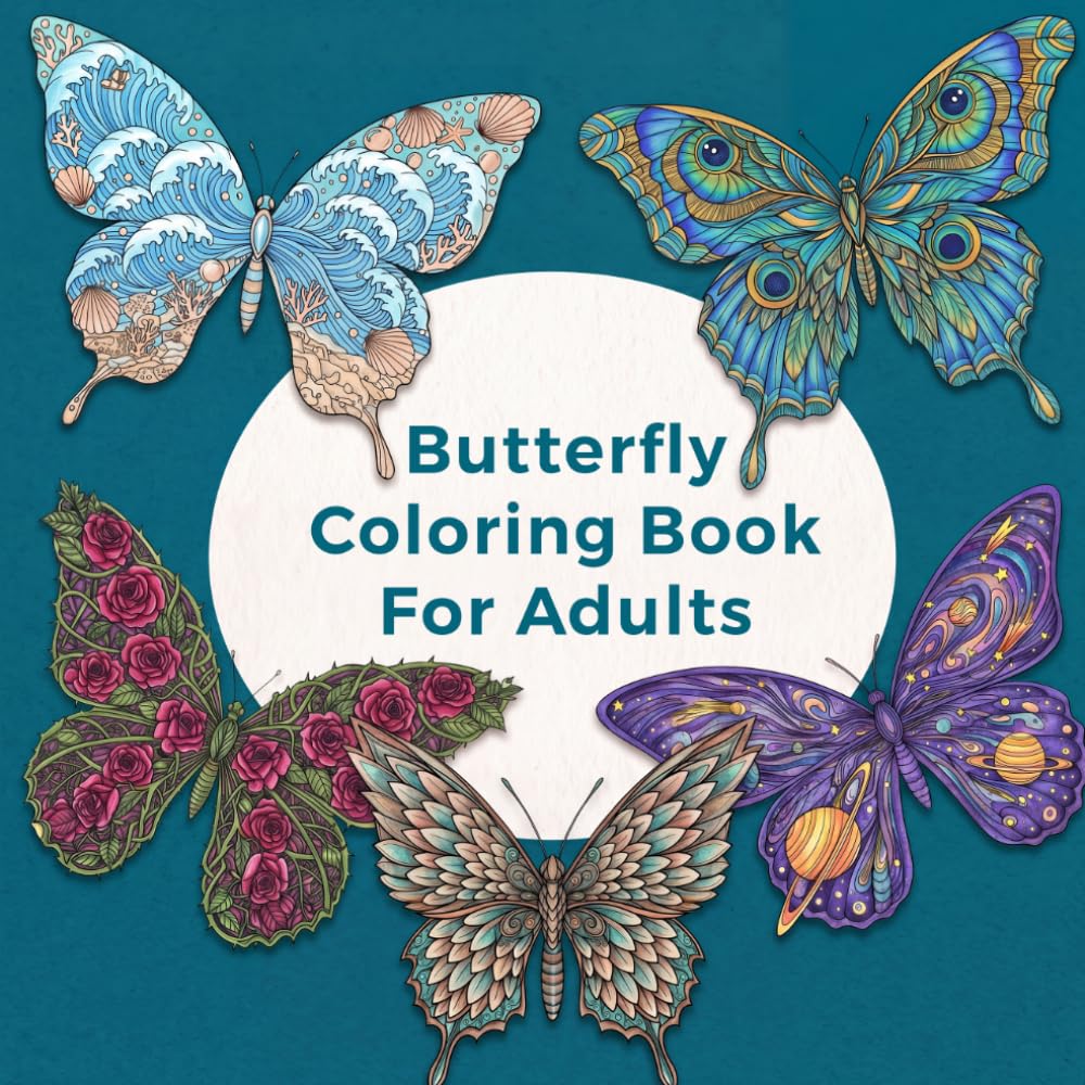 Butterfly Coloring Book For Adults: 50 Beautiful Butterflies for Peace and Relaxation