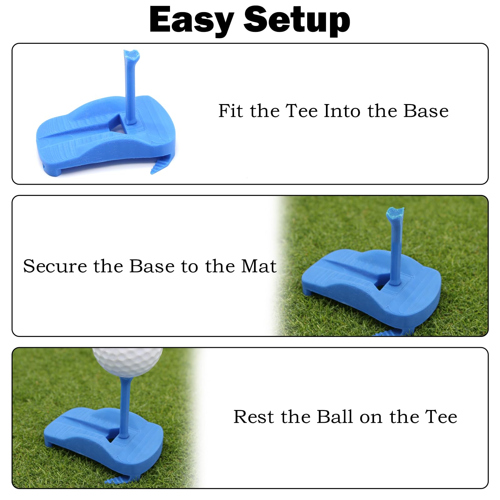 Support de Tees de Golf pour Gazon Artificiel - Base articulée et 5 Tees de différentes Tailles pour simulateur offrant Une Plateforme de Frappe Stable et incassable pour simulateurs de Golf