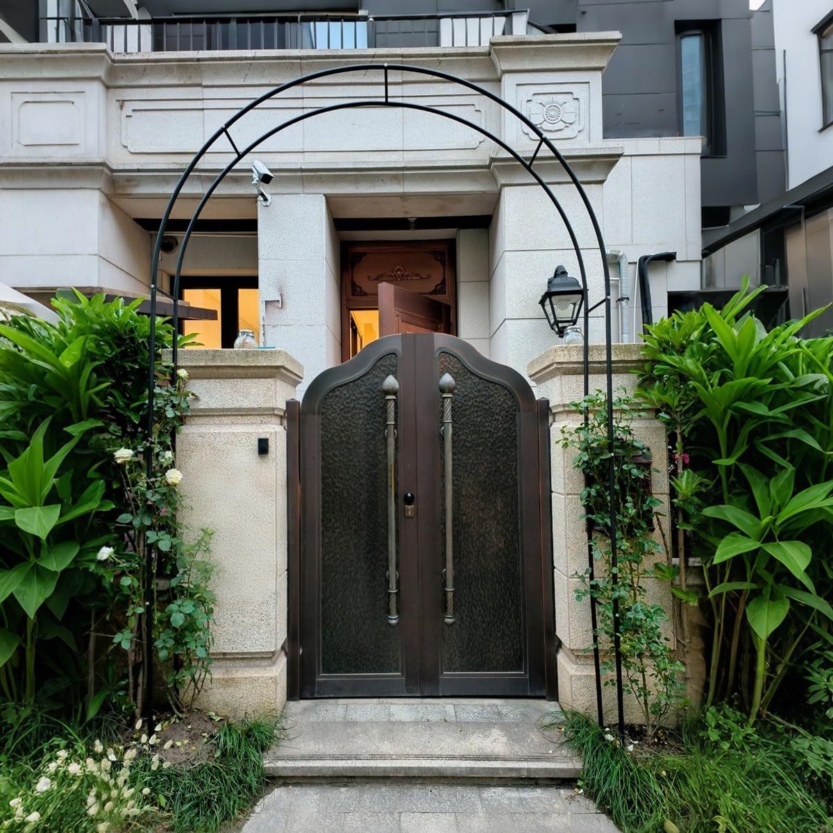 Arco da giardino in metallo 1,4 3,0 m, robusto supporto per piante rampicanti con base per rose, decorazione per matrimoni (nero, B0,8 x 2,0 m)