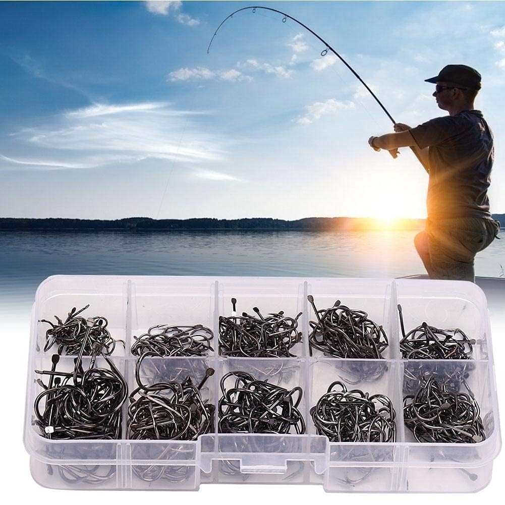 Haczyki wędkarskie 500 szt. Barbed Steel Bait zestaw haczyków wędkarskich rozmiary od 3 do 12 z pudełkiem wędkarskim do wędkowania na świeżym powietrzu (#2)