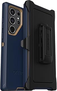 OtterBox Galaxy S23 Ultra Defender Series Case - BLUE SUEDE SHOES (Blue), rugged & durable, with port protection, includes holster clip kickstand