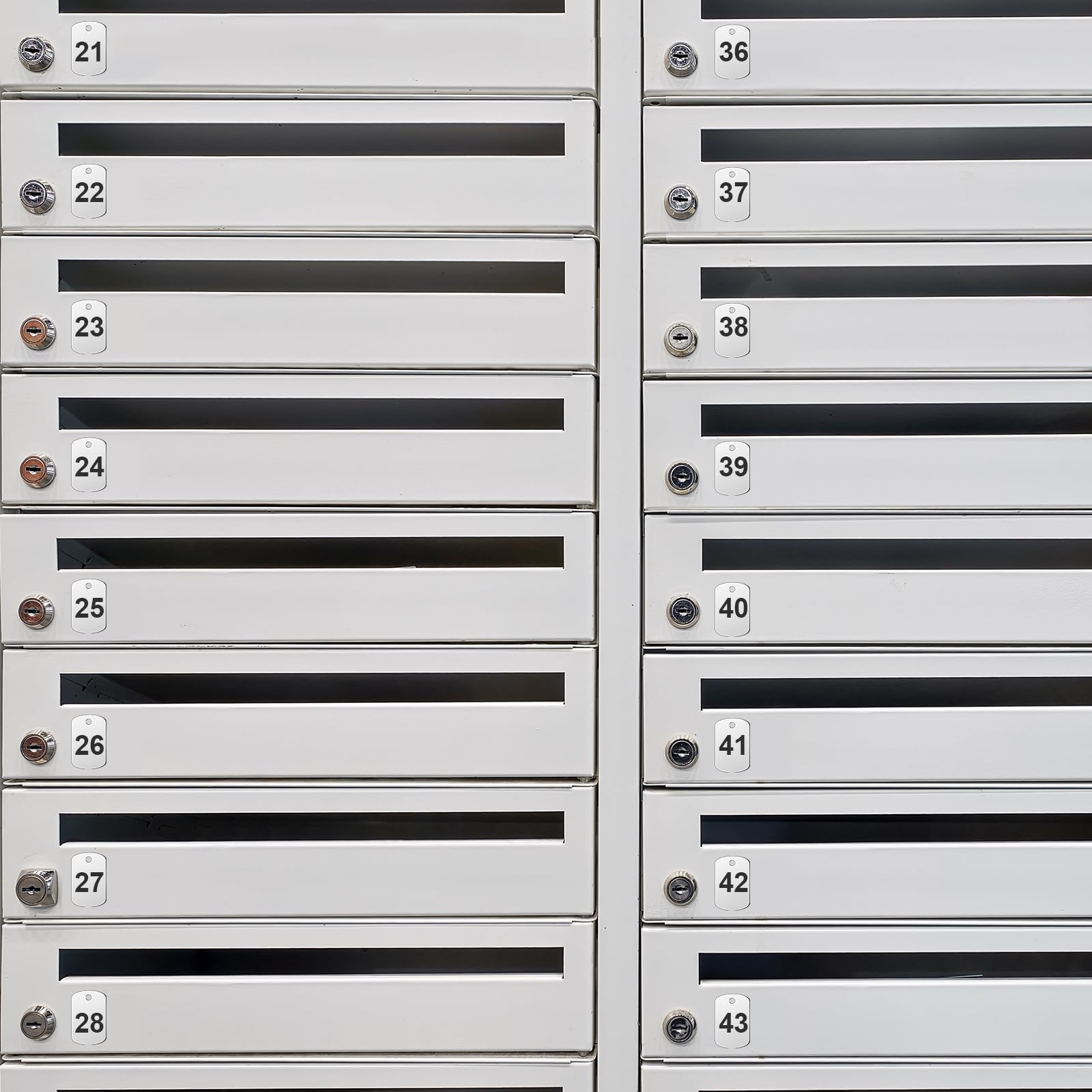 Zonon Targhette numerate in metallo da 1 a 100 con anello portachiavi in acciaio inox scavato, etichette numerate per casa, ufficio, dormitorio, armadietti della casa (rettangolare)