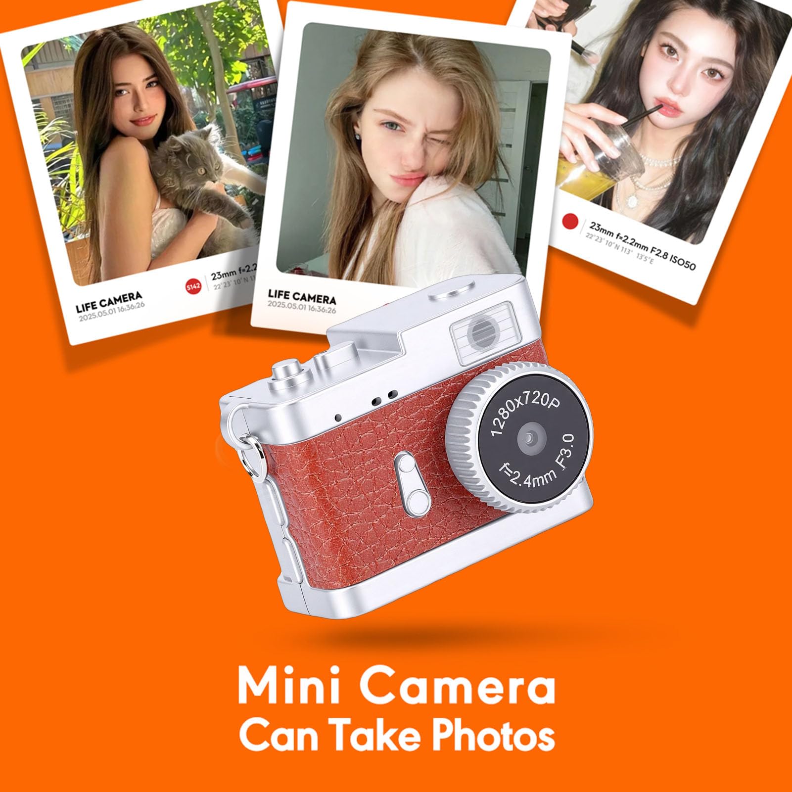 Topiky Mini Fotocamera Portachiavi, Videocamera CCD per Fotocamera Digitale retrò HD con Schermo da 0,96 Pollici Luce LED 4 Filtri, per la Registrazione di Studi di Viaggio (Marrone vintage)