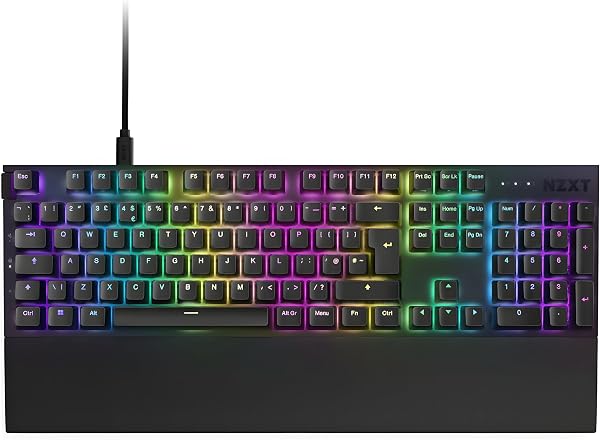 NZXT Function 2-2024 Full-Size Optical Gaming Keyboard | Illuminated RGB | 8K Polling Rate | Linear Optical Switches | Adjustable Actuation | Hot Swappable | Wrist Rest | Black UK (QWERTY) - 1