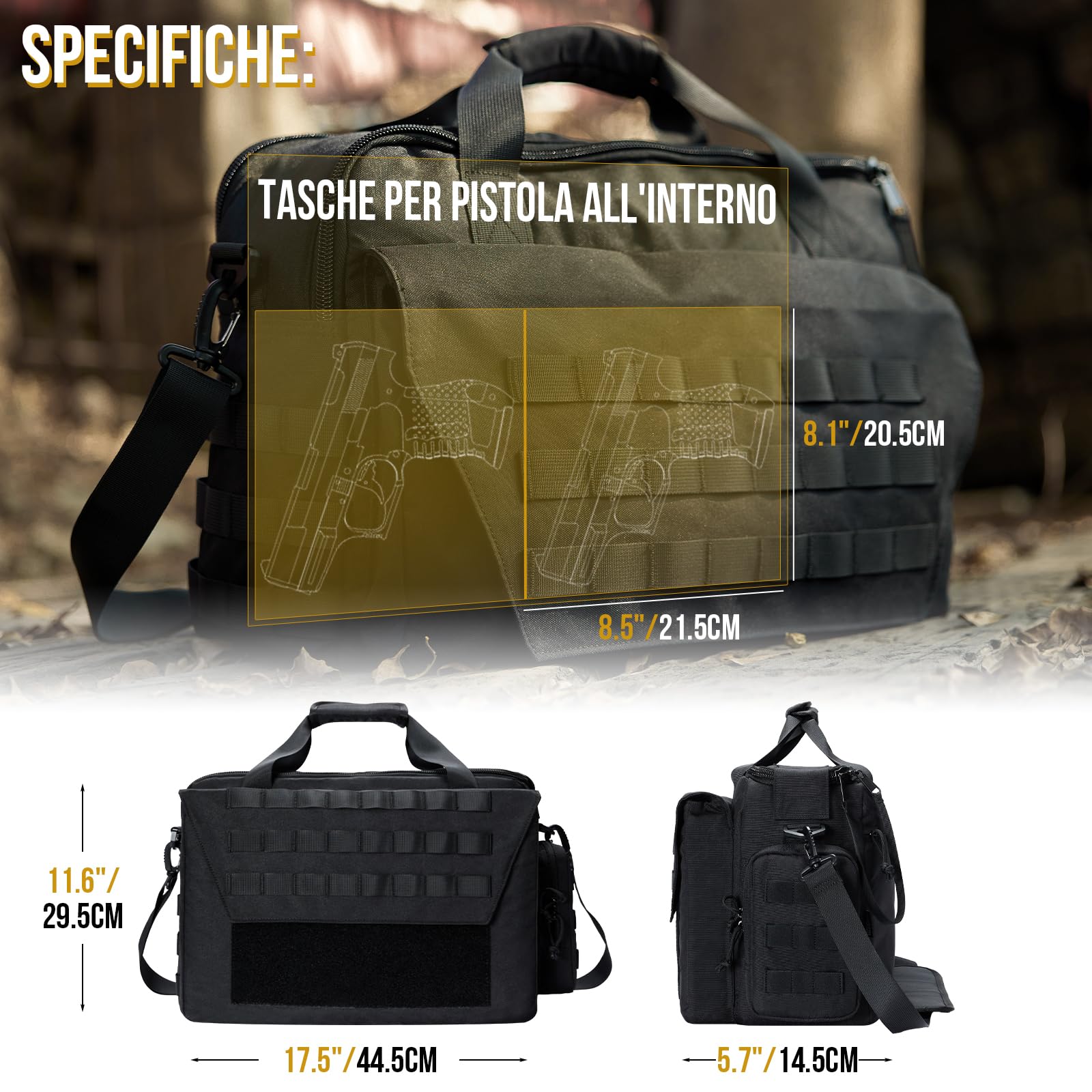 OneTigris Borsa tattica per armi da fuoco, borsa per fucile da caccia, tiro, pesca, escursionismo, all'aperto