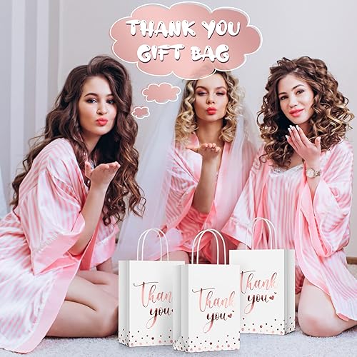 Miniatura 5 de Tinlade 100 bolsas de regalo de agradecimiento a granel de papel dorado con asa para negocios, compras, bodas, baby shower, recuerdos de fiesta (oro