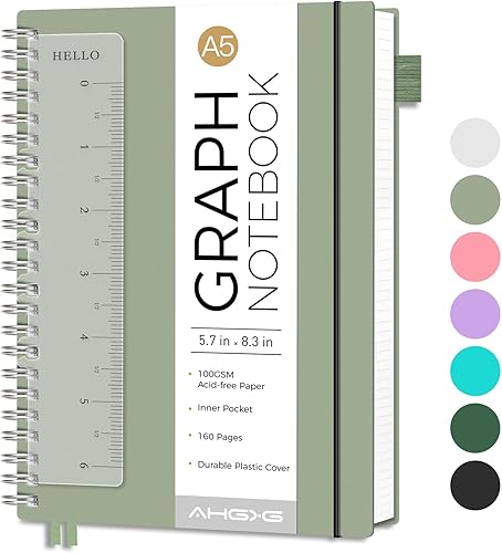 Vista 201 de AHGXG Diario de puntos y viñetas – Cuaderno de espiral de cuadrícula de puntos de 8.5 x 11 pulgadas, cuaderno de puntos grande A4, papel grueso