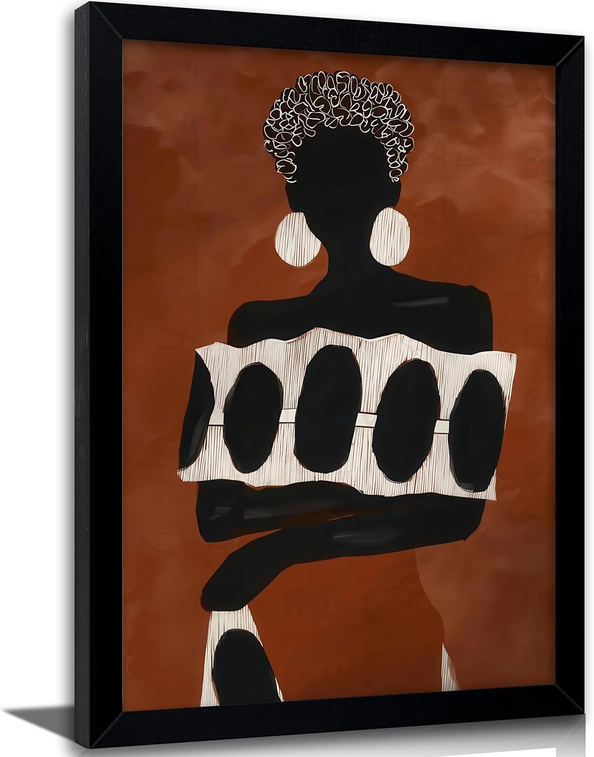 Black Woman Canvas Wall Art African AmericanPainting Picture Wall Decor Bohemian Abstraction Poster Print Artwork for Living Bedroom Office Home Decorationw Black Framed
