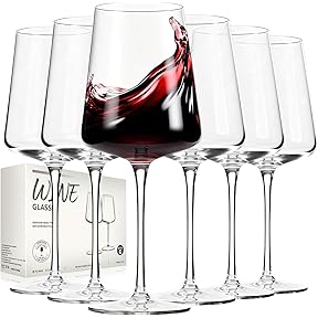 coccot Wine Glasses Set of 6,Crystal White Wine Glasses,Red Wine Glass Set, Wine Glasses Long stem,Clear Lead-Free Premium Blown Glassware (18.5oz,6 pack)