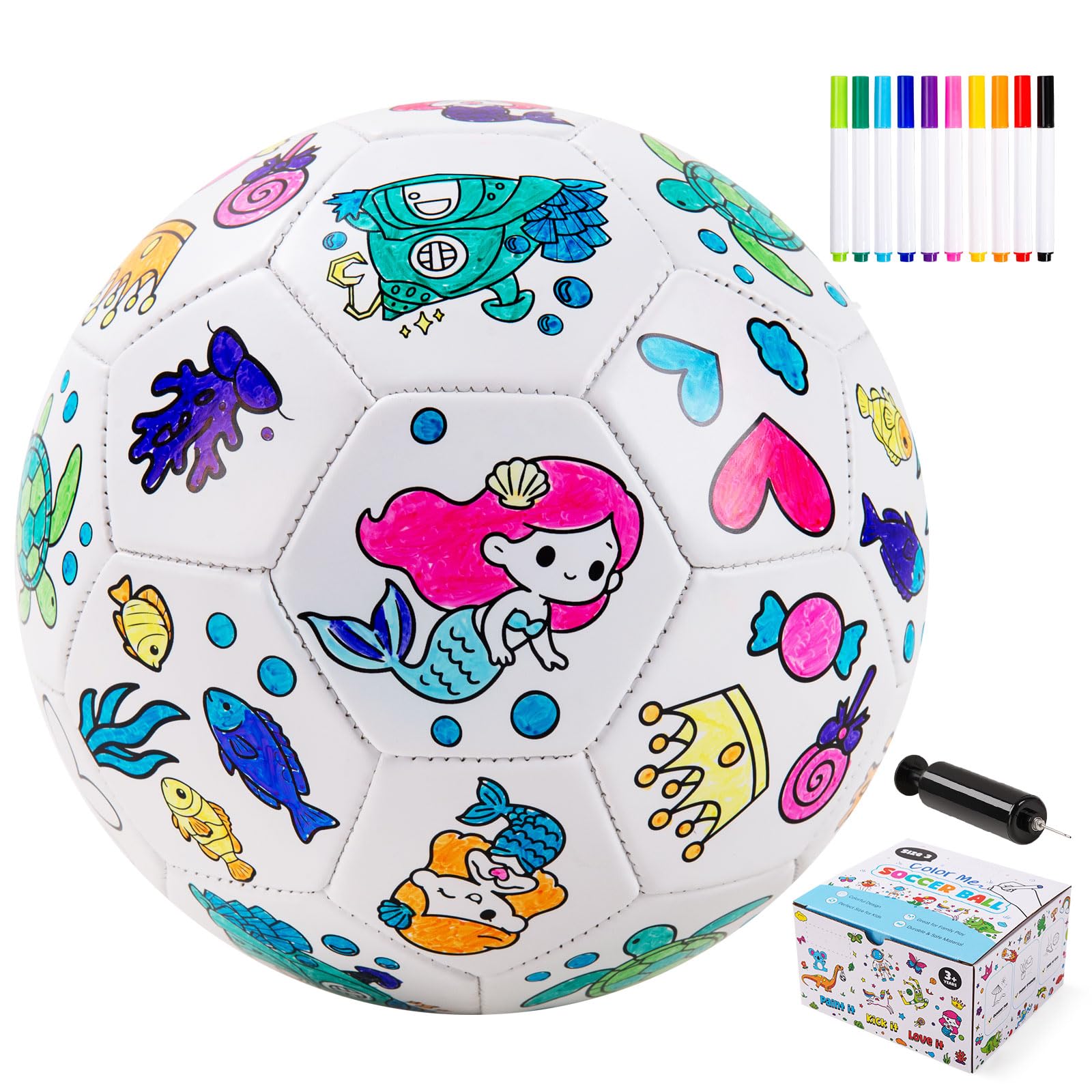 U&C Planet Colour in Football Size 3 Grils Ball for Kid Age 3-8, Mermaid