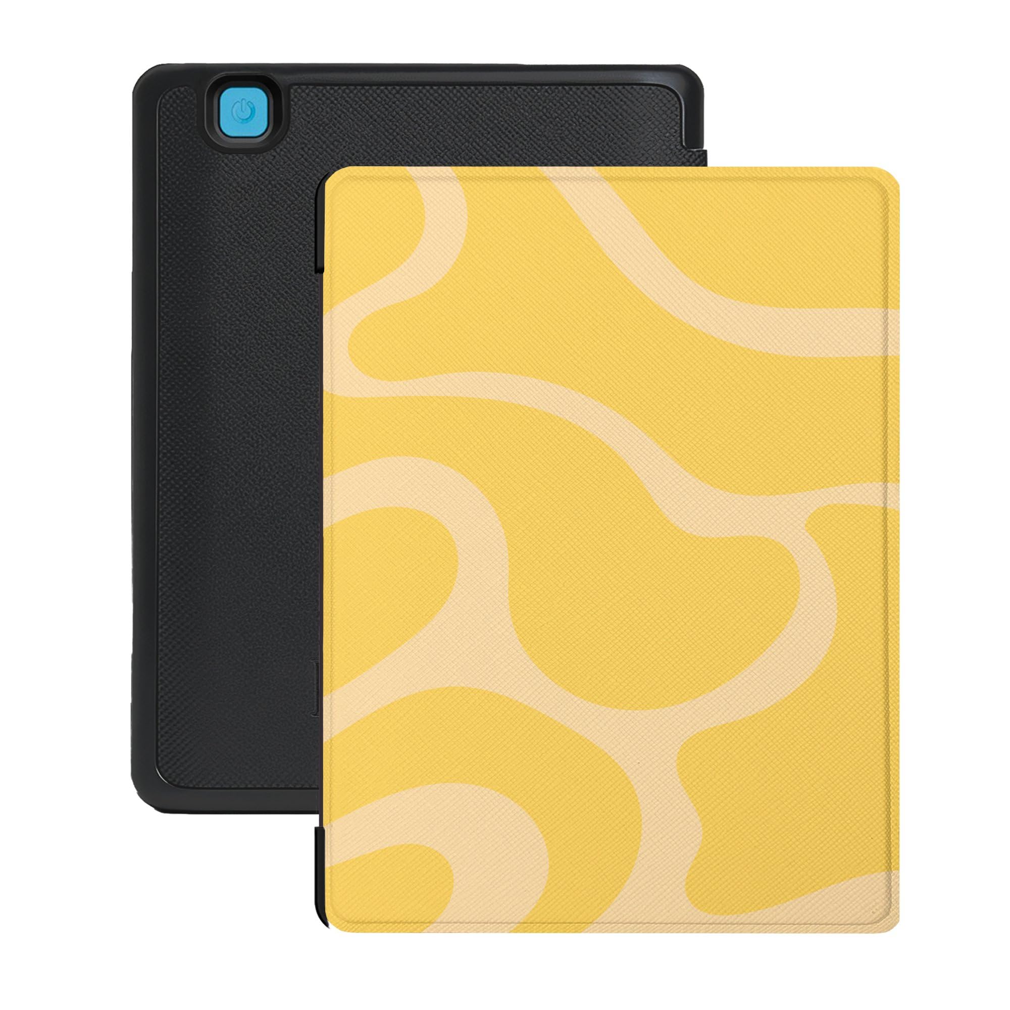 Lunso Compatible avec Kobo Aura Edition 2 Étui (6 pouces) - Vegan Saffiano Cuir Sleep Cover - Yellow Wave