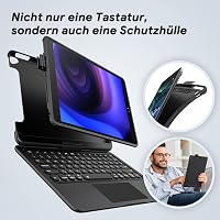TECURS Billentyűzetes Tok iPad 10.2 Hüvelyk 9./8./7. Generációhoz, 360° Forgatható, Ceruza Tartóval, QWERTZ, Fekete 2
