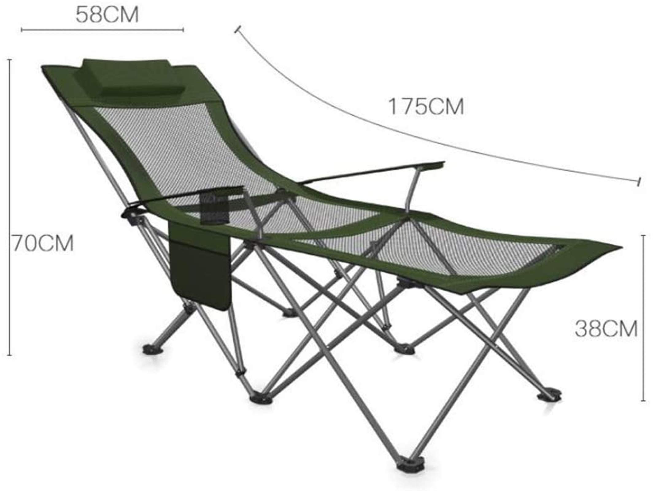 Lekkie składane krzesło kempingowe, rozkładane krzesło wypoczynkowe, z regulowanym oparciem, plaża, kemping, ogród, składane do łatwego przechowywania 175 x 58 x 70 cm (kolor: C) (kolor: E) (D) (E)