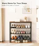 HOOBRO Raquette de chaussures, 4 Organisateur de rangement de chaussures de niveau, étagère de chaussures avec 3 Tablettes Oxford tissu et panneau supérieur, tient 12-16 paires de chaussures, pour entrée, placard, cadre en acier, brun rustique BF47XJ01G1