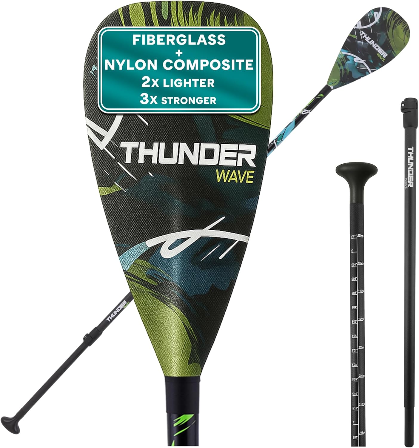 SereneLife SUP Paddle – 3 Piece Adjustable Paddle board Oar with Lightweight Shaft, Durable Blade - For Stand Up Paddleboard, Surfing, Flatwater Paddling & Racing