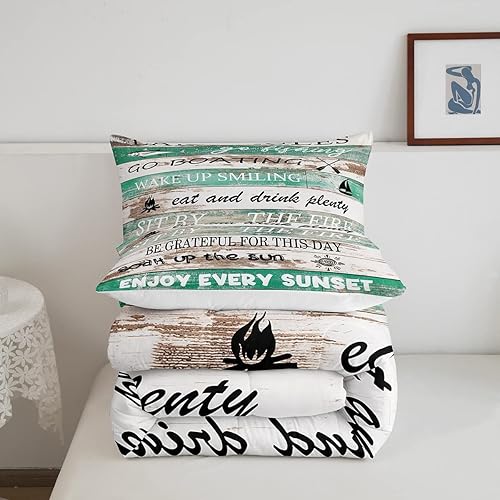 Miniatura 5 de Juego de edredón de reglas del lago, juego de ropa de cama de lago para casa de lago, juego de ropa de cama tamaño King para decoración de cabaña de