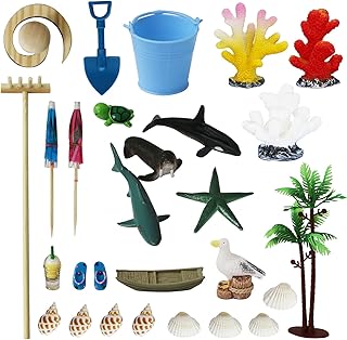 Beach Zen Garden Accessories Kit - Desktop Beach Fairy Garden Kit Sandbox Decor Tools Bamboo Rake Ornament Decoration Office Stress Relief Toys Therapy Man Woman Father Mather Meditation Zen Gifts