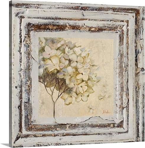 Lienzo cuadrado VI de flores y hojas estampado floral