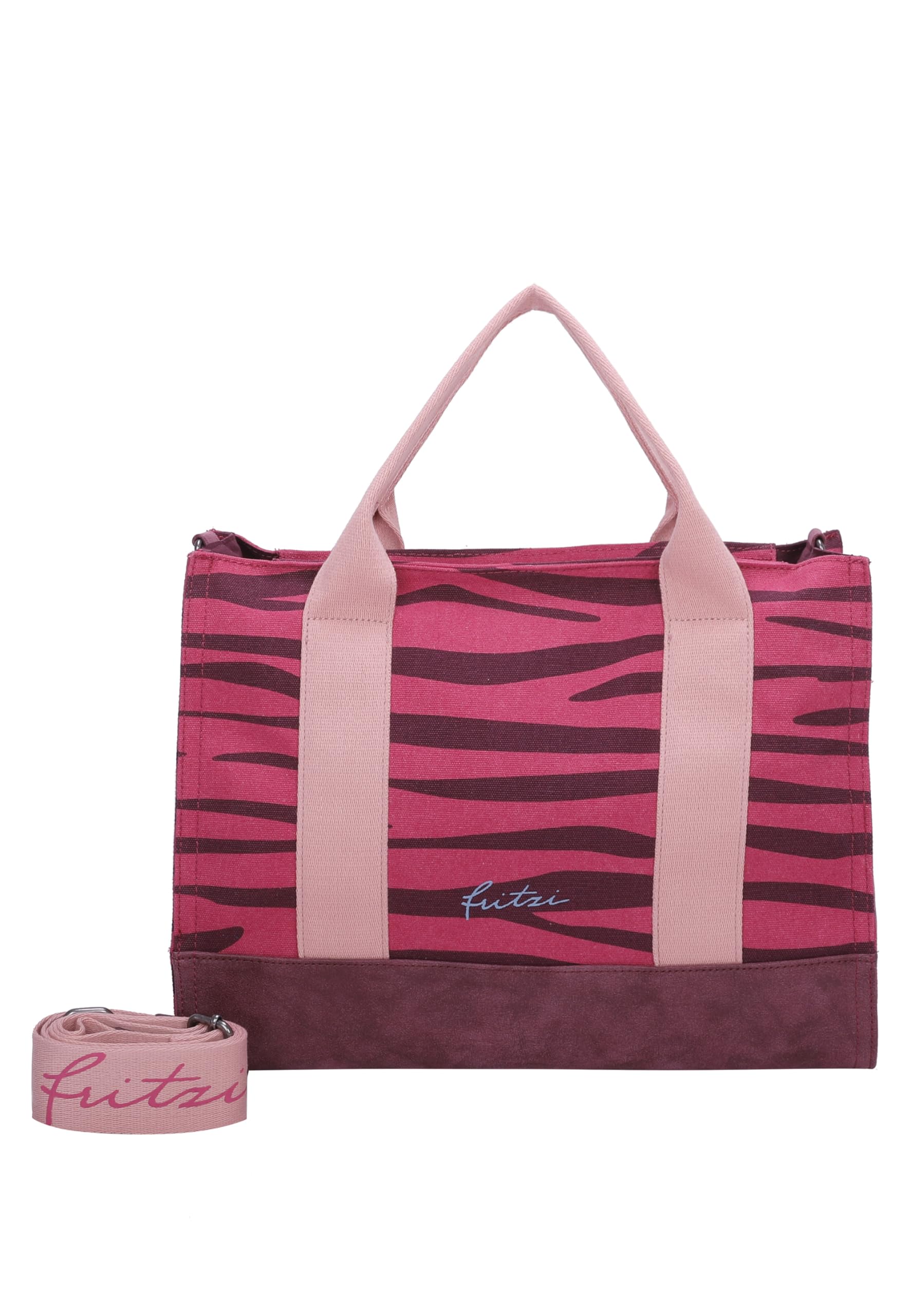 Fritzi Canvas Tote Bag Zebra Shopper Baumwollmix Damen Handtasche Umhängetasche Festival City Beach vegan Zebraprint 29,5 x 40 x 14 cm – Pink, Gruen