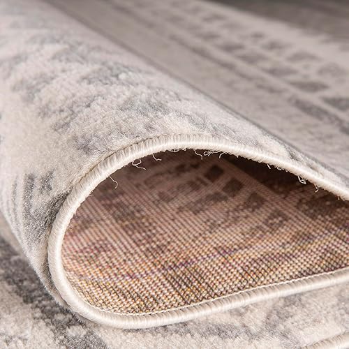 Miniatura 3 de Rugshop Alfombra geométrica bohemia, patrón tribal gris, perfecta para sala de estar, dormitorio, oficina, 3 pies 3 pulgadas x 5 pies